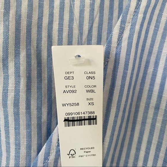 J Crew Cotton-linen beach romper blue/white stripe XS - Picture 7 of 9